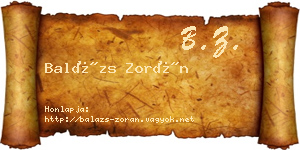 Balázs Zorán névjegykártya